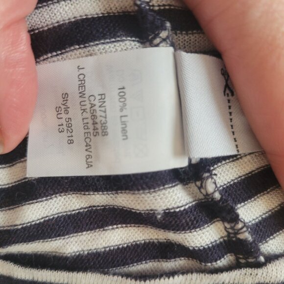 J. Crew Navy & White Striped Linen T-Shirt S - Picture 5 of 5